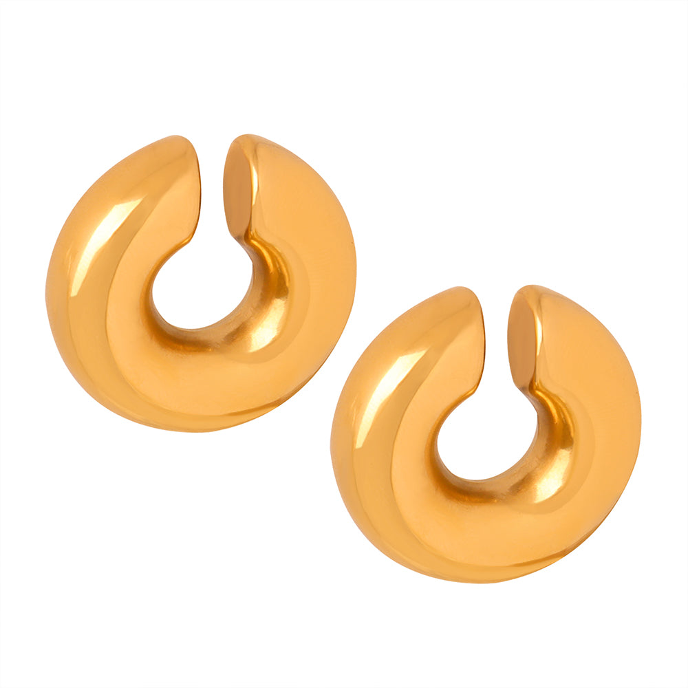 1 Pair Punk Simple Style Solid Color Plating Titanium Steel 18k Gold Plated Ear Cuffs