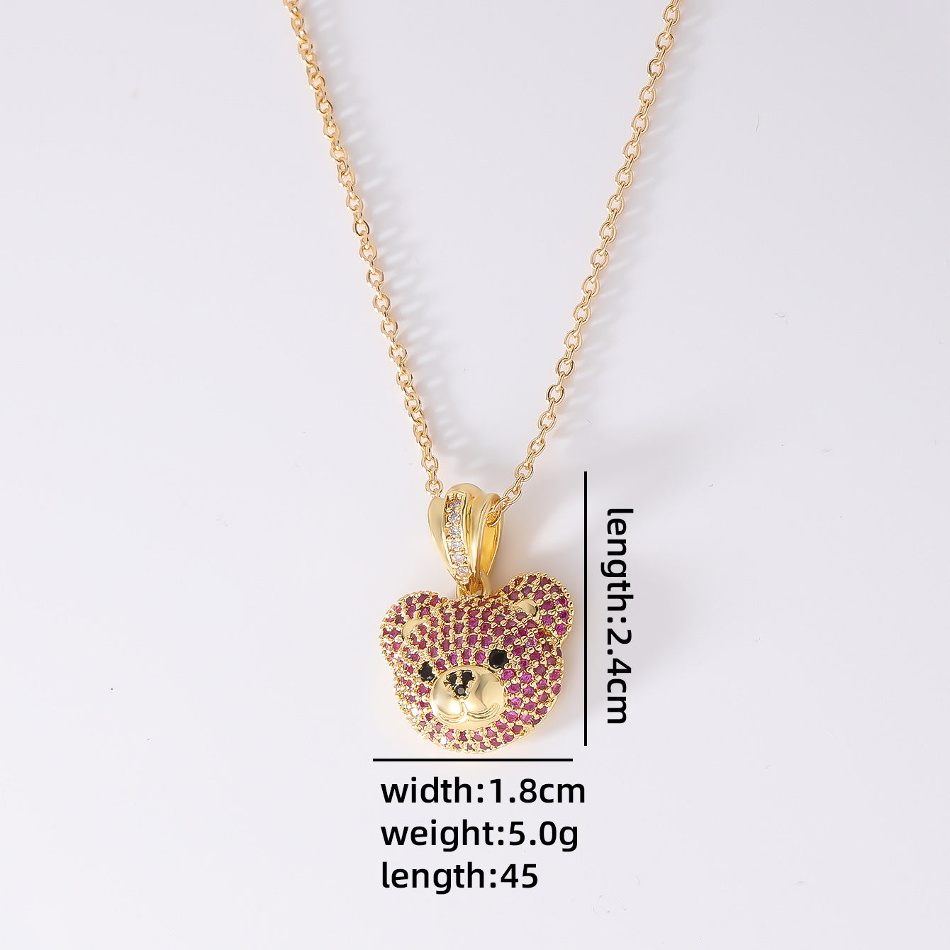 Casual Cute Simple Style Little Bear Copper Zircon Pendant Necklace In Bulk