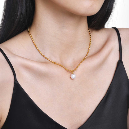 Ig Style Simple Style Solid Color Stainless Steel Plating 18k Gold Plated Necklace