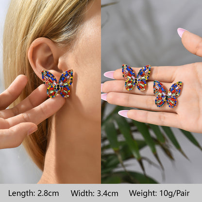 1 Pair Exaggerated Luxurious Shiny Round Heart Shape Wings Plating Inlay Copper Alloy Zinc Alloy Rhinestones Glass Ear Studs