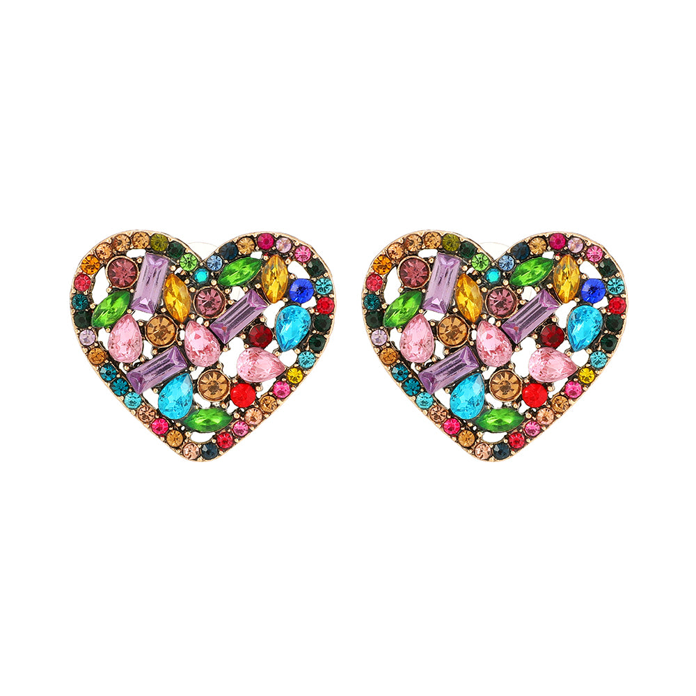 1 Pair Exaggerated Luxurious Shiny Round Heart Shape Wings Plating Inlay Copper Alloy Zinc Alloy Rhinestones Glass Ear Studs