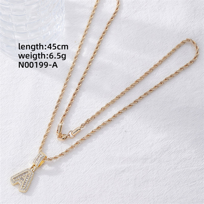 Casual Sweet Shiny Letter Copper Zircon Pendant Necklace In Bulk