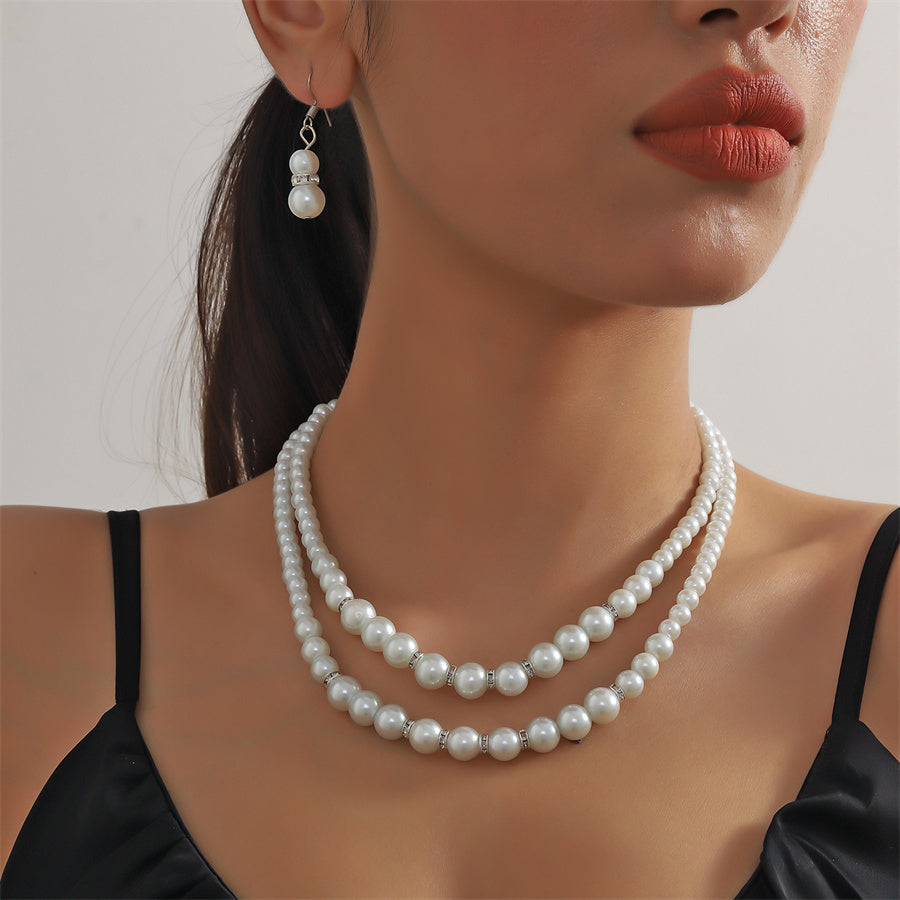 Wholesale Jewelry Elegant Lady Solid Color Imitation Pearl Bracelets Earrings Necklace