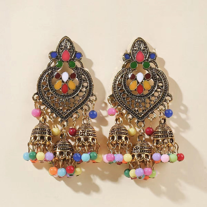 1 Pair Retro Roman Style Streetwear Bell Alloy Drop Earrings