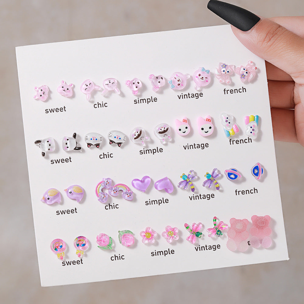 1 Set Cute Cartoon Resin Ear Studs