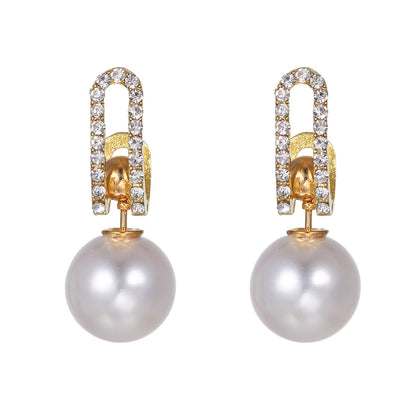 1 Pair Modern Style Geometric Plating Imitation Pearl Drop Earrings Ear Studs