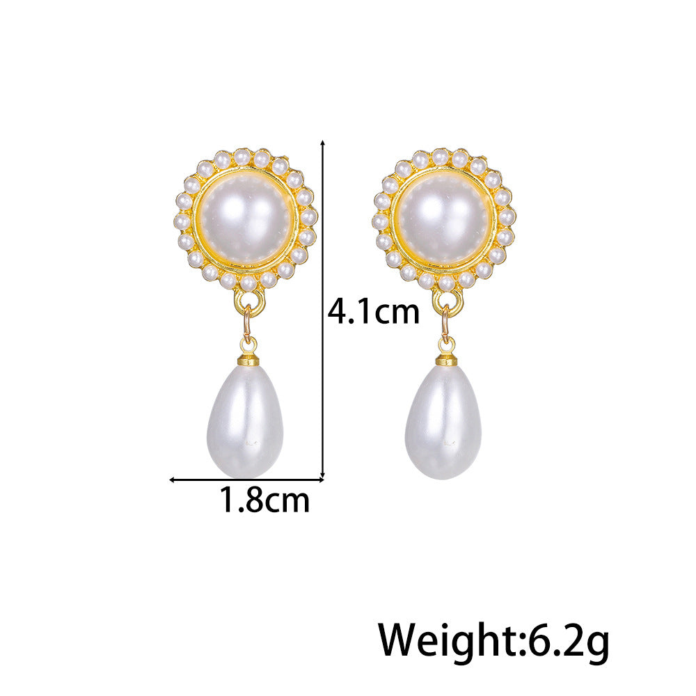 1 Pair Modern Style Geometric Plating Imitation Pearl Drop Earrings Ear Studs