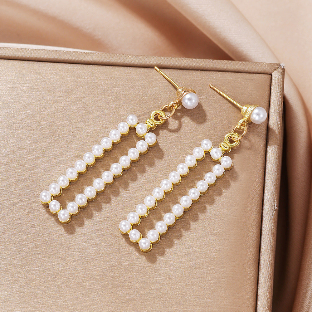 1 Pair Modern Style Geometric Plating Imitation Pearl Drop Earrings Ear Studs