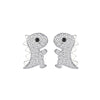 1 Pair Cute Dinosaur Inlay Sterling Silver Zircon Ear Studs