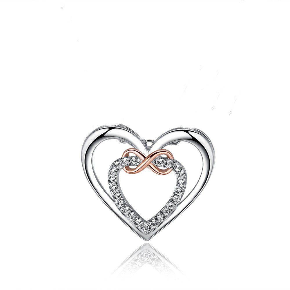 Simple Style Heart Shape Sterling Silver Plating Inlay Rhinestones Gold Plated Pendant Necklace