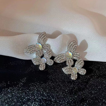 1 Pair Elegant Streetwear Butterfly Inlay Alloy Rhinestones Earrings
