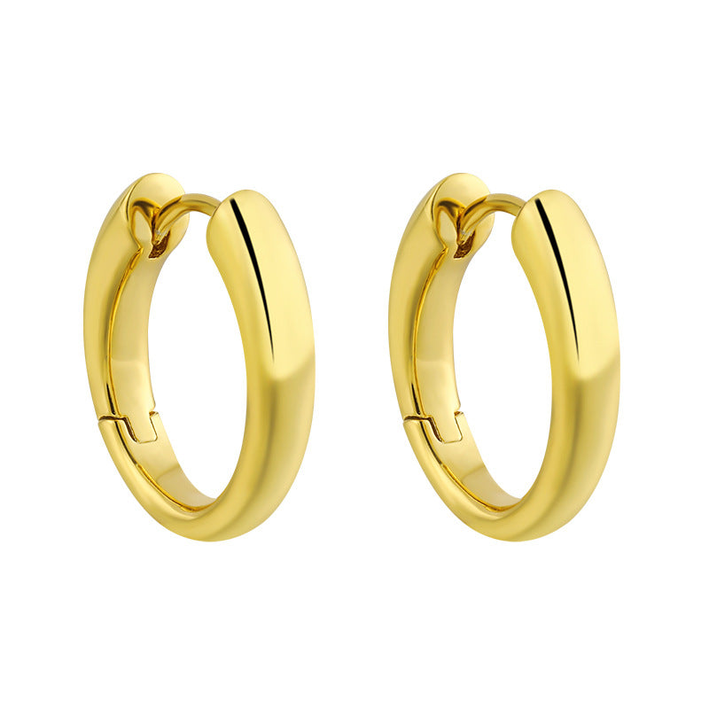 1 Pair Simple Style Round Plating Sterling Silver 18k Gold Plated Earrings