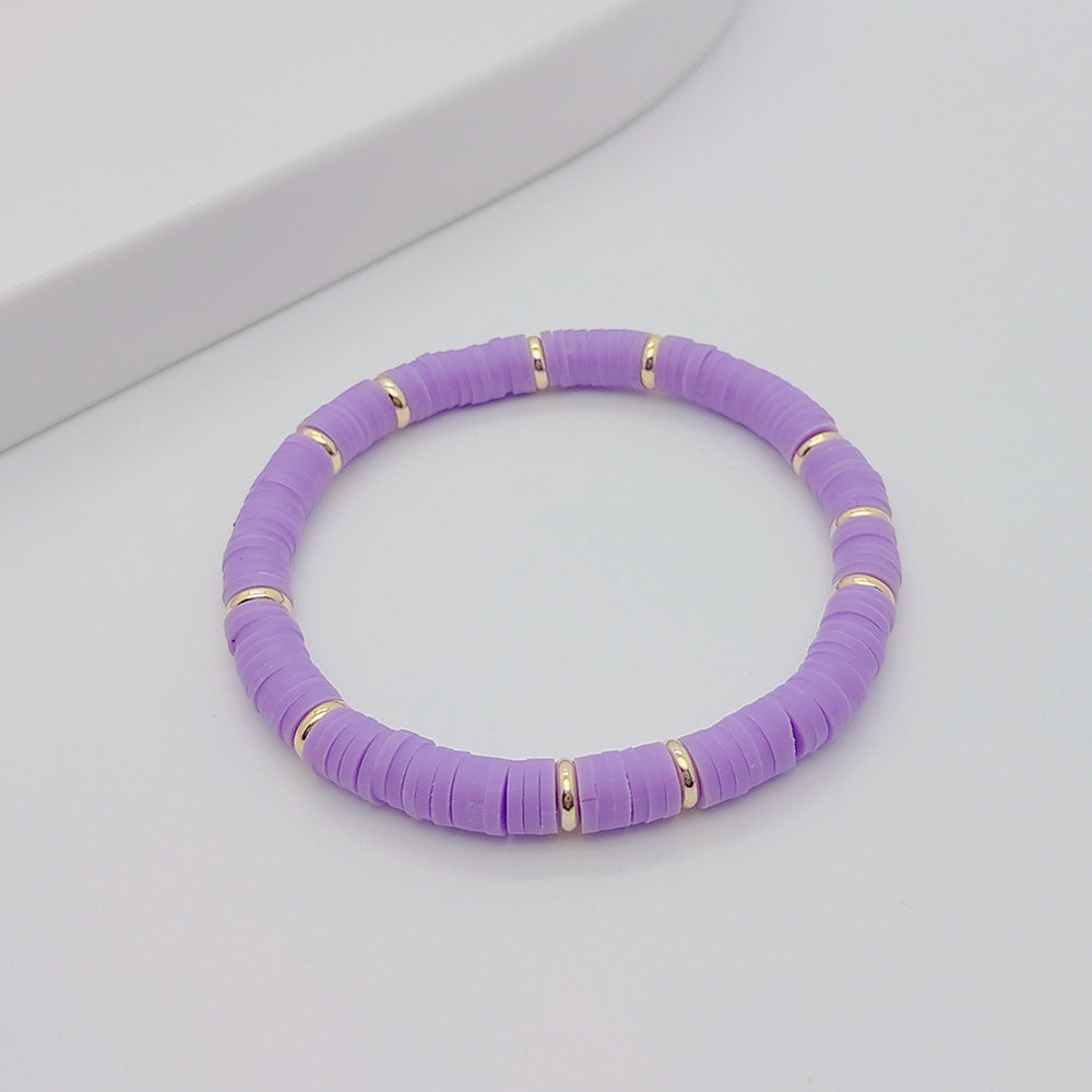 Ig Style Round Solid Color 18k Gold Plated Soft Clay Copper Wholesale Bracelets