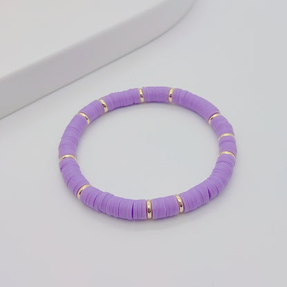 Ig Style Round Solid Color 18k Gold Plated Soft Clay Copper Wholesale Bracelets
