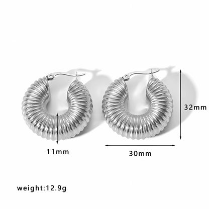 1 Pair Casual Simple Style C Shape Plating Stainless Steel 18k Gold Plated Ear Studs