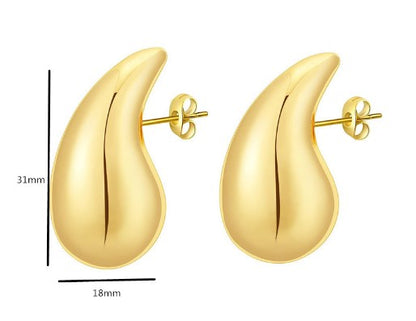 1 Pair Retro French Style C Shape U Shape Water Droplets Plating Stainless Steel 18k Gold Plated Earrings