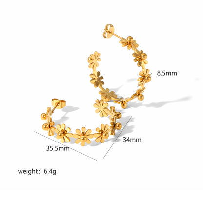 1 Pair Simple Style Daisy Plating 304 Stainless Steel 18K Gold Plated Earrings