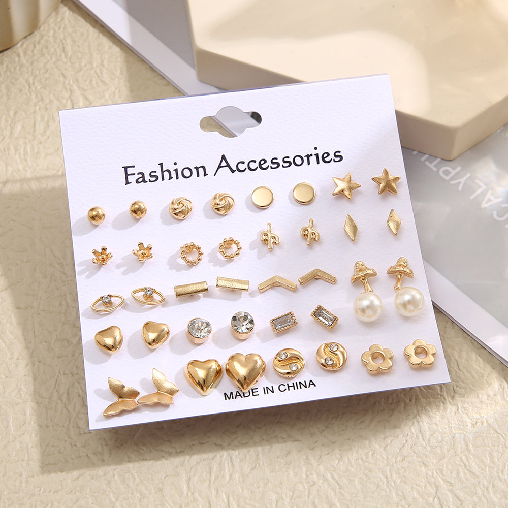 1 Set Fairy Style Elegant Shiny Star Heart Shape Butterfly Artificial Gemstones Artificial Crystal Alloy Gold Plated Silver Plated Ear Studs