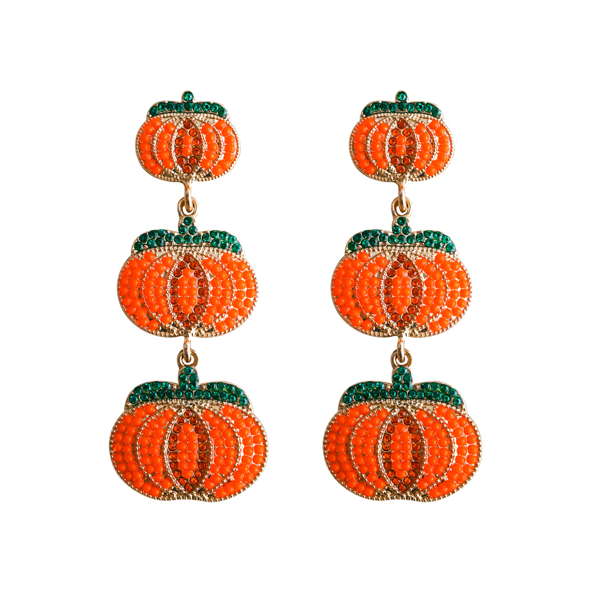 1 Pair Cartoon Style Exaggerated Funny Pumpkin Inlay Alloy Resin Drop Earrings