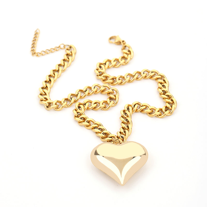 Sweet Streetwear Heart Shape Titanium Steel Bracelets Earrings Necklace