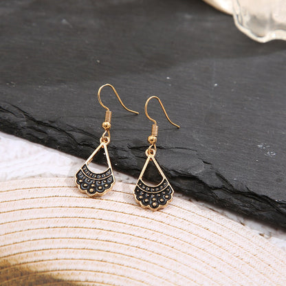 1 Pair Classical Gothic Punk Sector Enamel Plating Alloy Gold Plated Silver Plated Drop Earrings