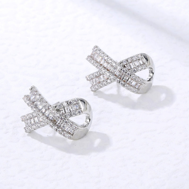 1 Pair Simple Style Geometric Plating Inlay Copper Zircon Ear Studs