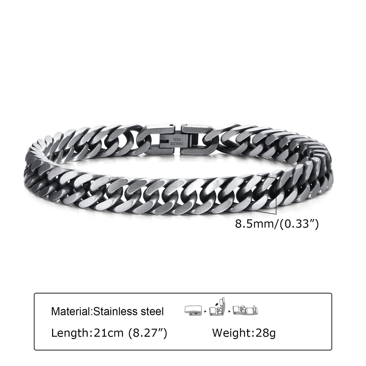 Retro Simple Style Chains Print 304 Stainless Steel Men'S Bracelets