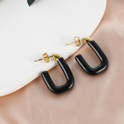 1 Pair Elegant Streetwear Geometric Stainless Steel Ear Studs