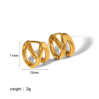 1 Pair Casual Simple Style Twist Plating Stainless Steel 18k Gold Plated Hoop Earrings