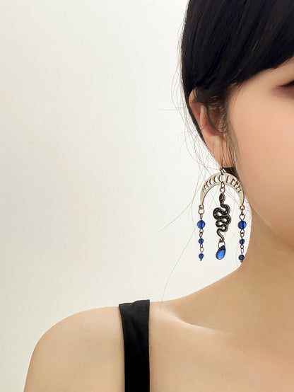 1 Pair Novelty Simple Style Moon Snake Alloy Drop Earrings