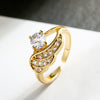 Elegant Simple Style Geometric Copper Plating Inlay Zircon 18k Gold Plated Open Rings