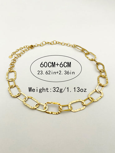 Roman Style Streetwear Oval Heart Shape Stainless Steel Patchwork Plating Gold Plated Necklace