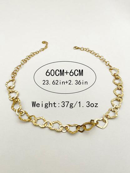 Roman Style Streetwear Oval Heart Shape Stainless Steel Patchwork Plating Gold Plated Necklace