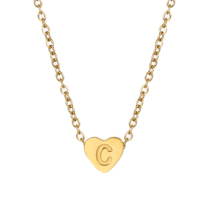 Simple Style Letter Heart Shape Stainless Steel Plating Necklace Pendant