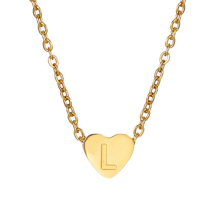 Simple Style Letter Heart Shape Stainless Steel Plating Necklace Pendant