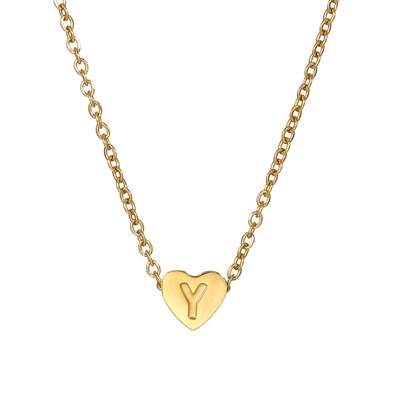 Simple Style Letter Heart Shape Stainless Steel Plating Necklace Pendant