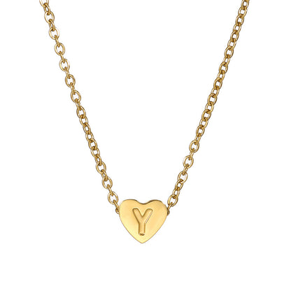 Simple Style Letter Heart Shape Stainless Steel Plating Necklace Pendant