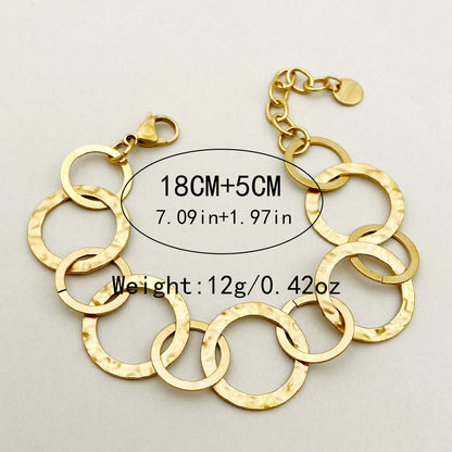 Retro Roman Style Oval Heart Shape Stainless Steel Gold Plated Bracelets In Bulk