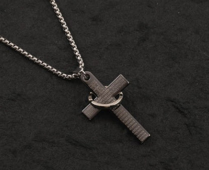 Hip-hop Cross Titanium Steel Patchwork Pendant Necklace