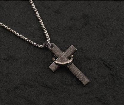 Hip-hop Cross Titanium Steel Patchwork Pendant Necklace