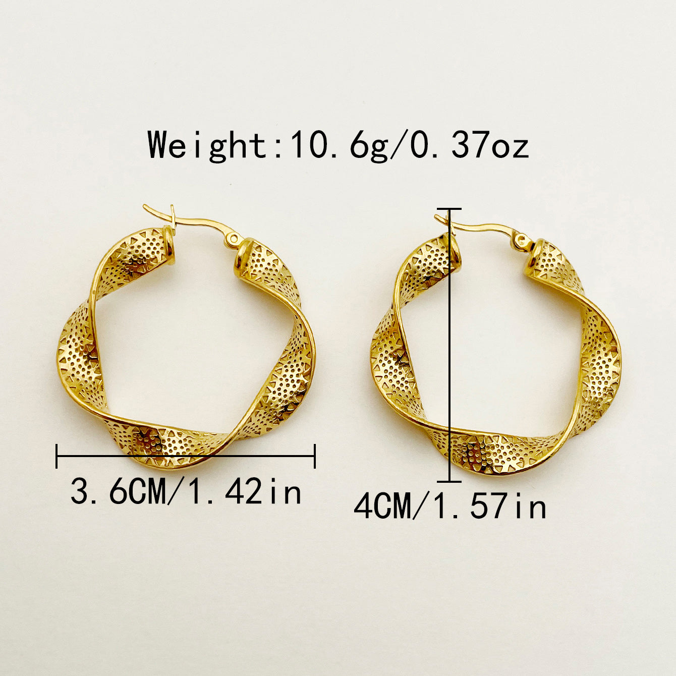 1 Pair Classical Simple Style Waves Plating Stainless Steel Gold Plated Hoop Earrings