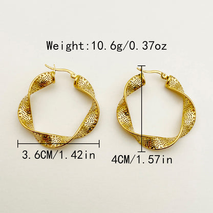 1 Pair Classical Simple Style Waves Plating Stainless Steel Gold Plated Hoop Earrings