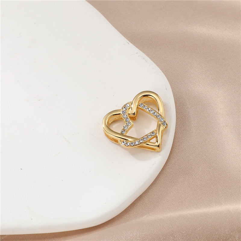 Sweet Simple Style Heart Shape Stainless Steel Hollow Out Inlay Zircon Pendant Necklace