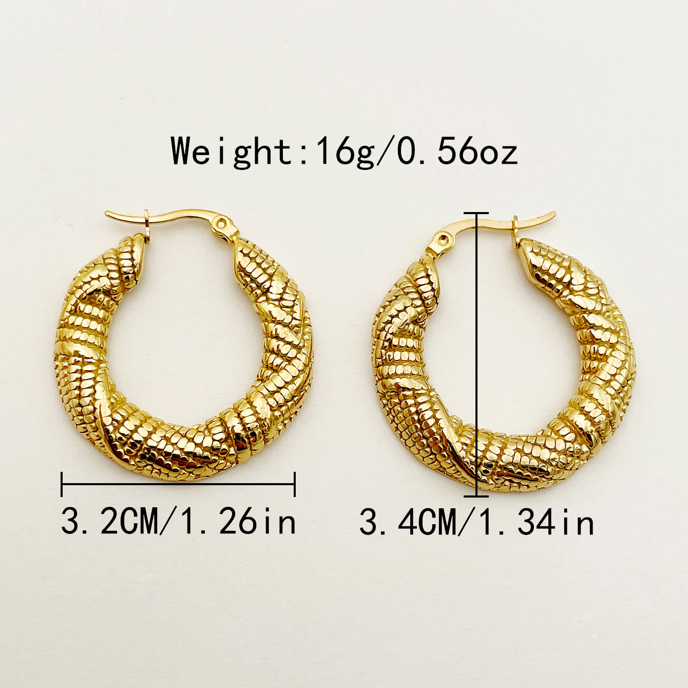 1 Pair Retro Roman Style Solid Color Plating Stainless Steel Gold Plated Hoop Earrings