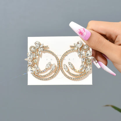 1 Pair Elegant Exaggerated Color Block Hollow Out Inlay Zinc Alloy Rhinestones Ear Studs