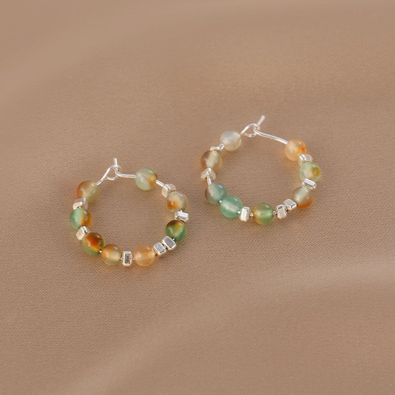 1 Pair Simple Style Circle Beaded Beaded Earrings