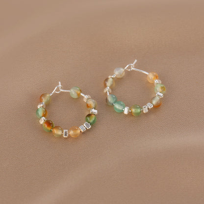 1 Pair Simple Style Circle Beaded Beaded Earrings