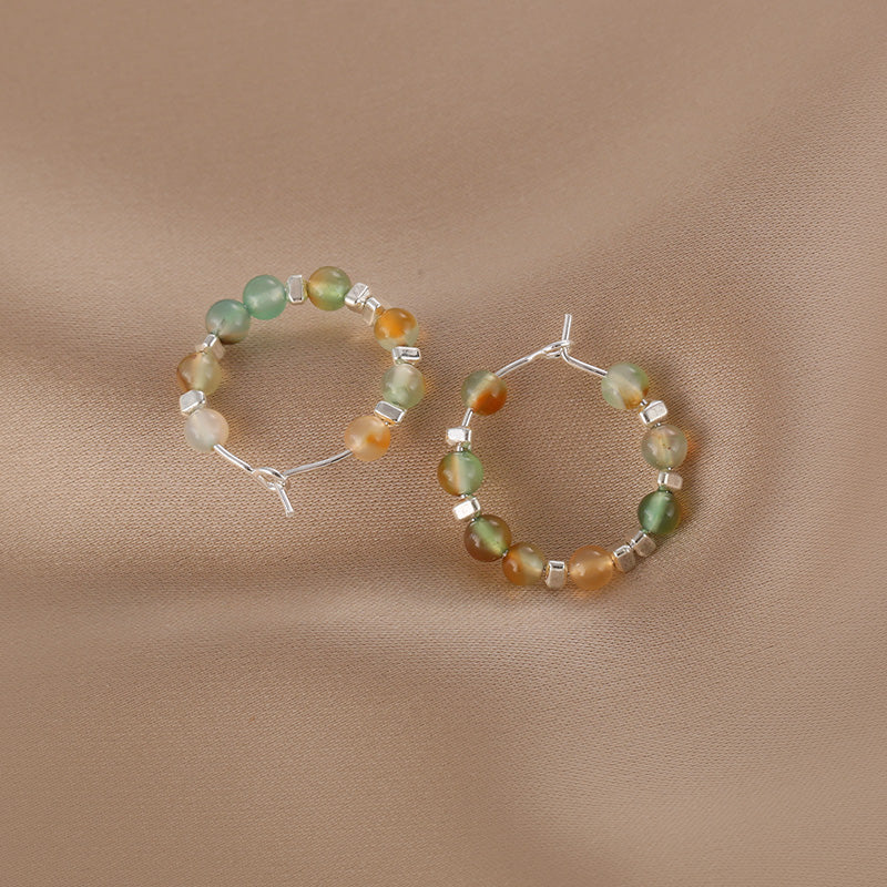 1 Pair Simple Style Circle Beaded Beaded Earrings