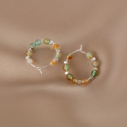 1 Pair Simple Style Circle Beaded Beaded Earrings