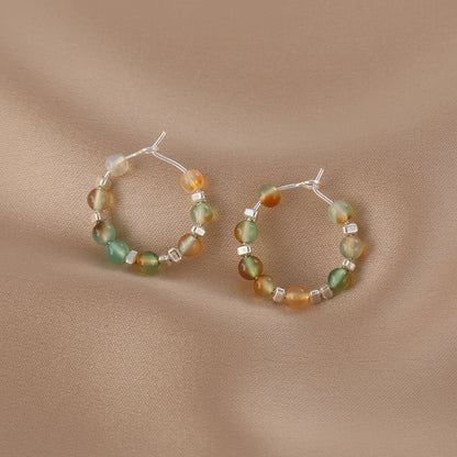 1 Pair Simple Style Circle Beaded Beaded Earrings